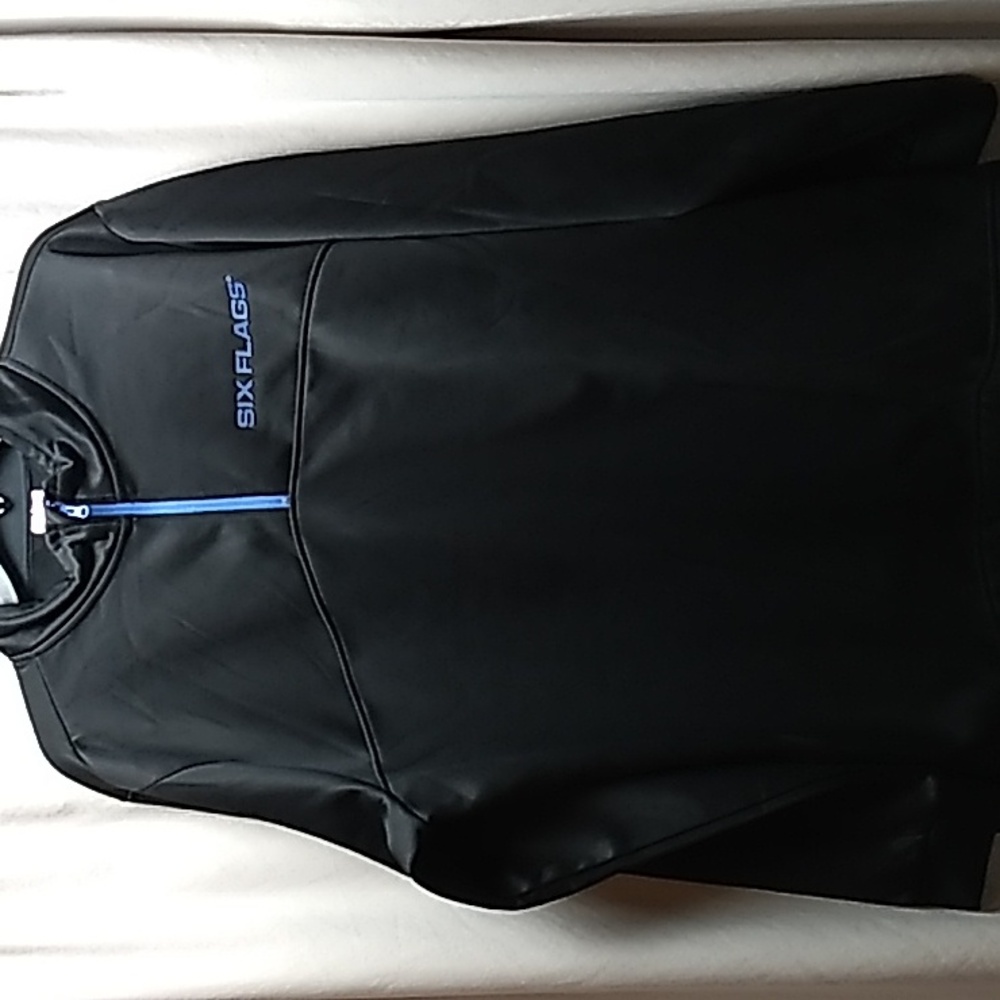 Six Flag Mens 3/4 zip up jacket in black & blue NWOT size XL